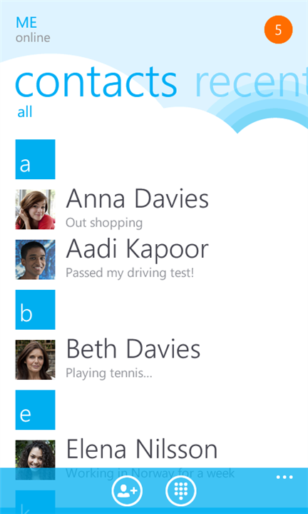 Skype v Beta pro Windows Phone