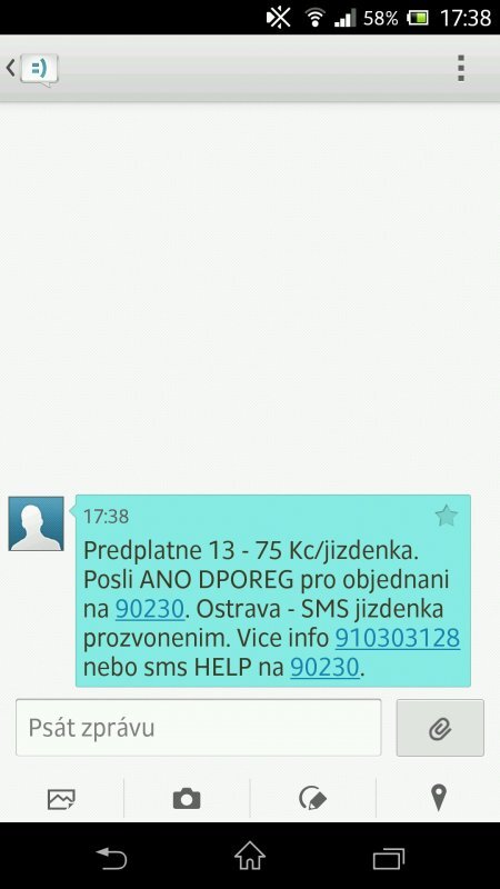 SMS jízdenka Ostrava