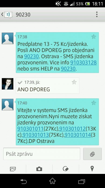 SMS jízdenka Ostrava