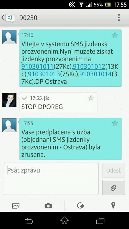 SMS jízdenka Ostrava