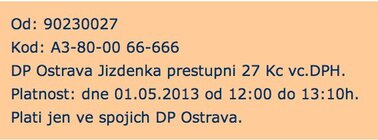SMS jízdenka Ostrava