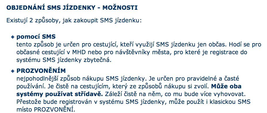 SMS jízdenka Ostrava