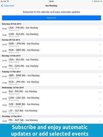 Sochi 2014 Winter Games Schedule (oCals)