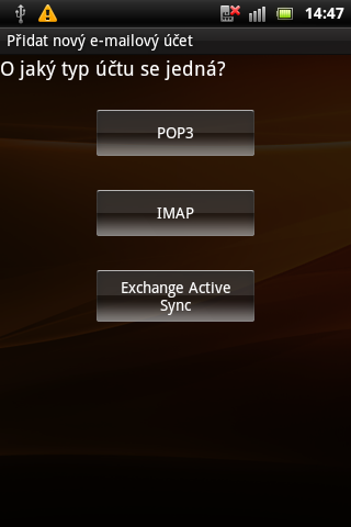 Sony Ericsson Live with Walkman - e-mailová aplikace
