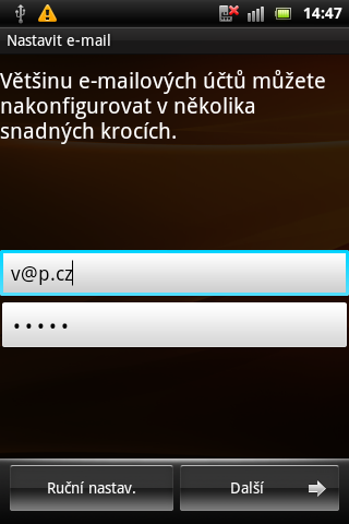 Sony Ericsson Live with Walkman - e-mailová aplikace