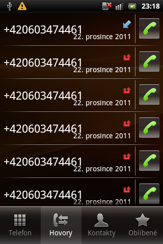 Sony Ericsson Live with Walkman - hovory