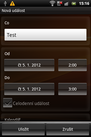 Sony Ericsson Live with Walkman - kalendář