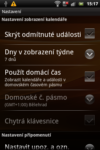 Sony Ericsson Live with Walkman - kalendář
