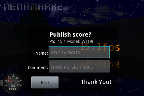 Sony Ericsson Live with Walkman - NenaMark2 benchmark 