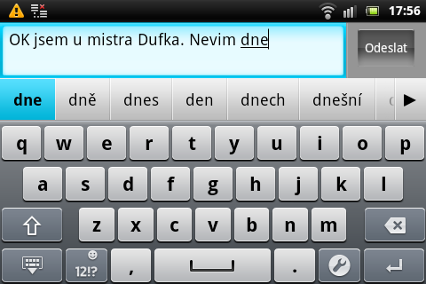 Sony Ericsson Live with Walkman - psaní SMS