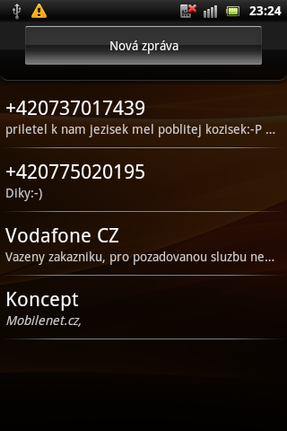 Sony Ericsson Live with Walkman - SMS zprávy