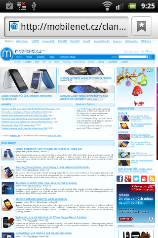 Sony Ericsson Live with Walkman - webový prohlížeč 