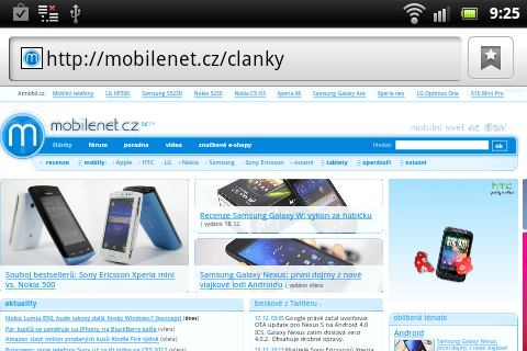 Sony Ericsson Live with Walkman - webový prohlížeč 