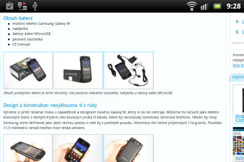 Sony Ericsson Live with Walkman - webový prohlížeč 