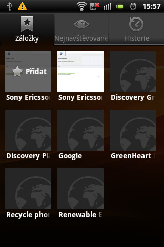 Sony Ericsson Live with Walkman - webový prohlížeč 