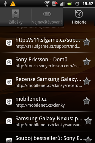 Sony Ericsson Live with Walkman - webový prohlížeč 