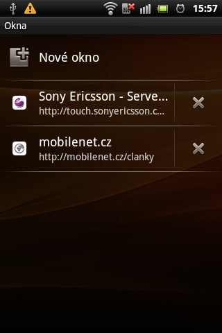 Sony Ericsson Live with Walkman - webový prohlížeč 