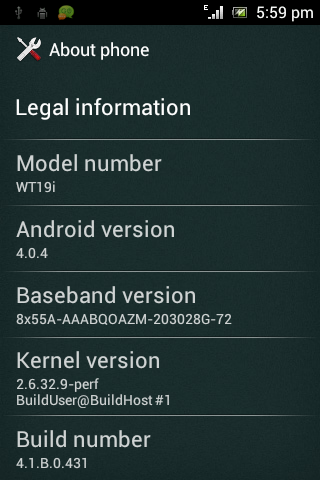 Sony Ericsson Live with Walkman Android 4.0.4 update