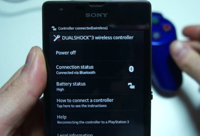 Sony Xperia s ovladačem Dualshock 3