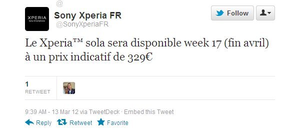 Sony Xperia Sola - dostupnost