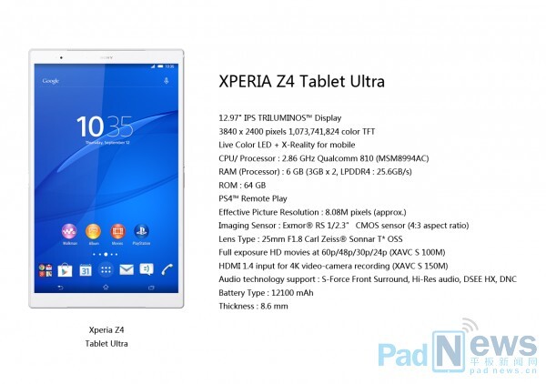Sony Xperia Tablet Z4 Ultra