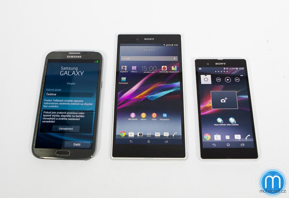 Sony Xperia Z Ultra vs. Xperia Z vs. Samsung Galaxy Note II