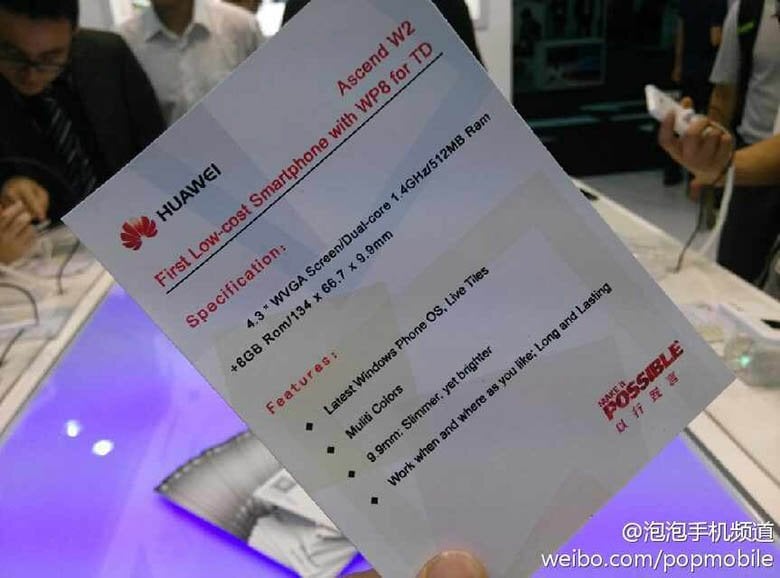 Specifikace Huawei Ascend W2