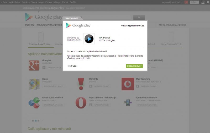Správa aplikací z Google Play přes PC