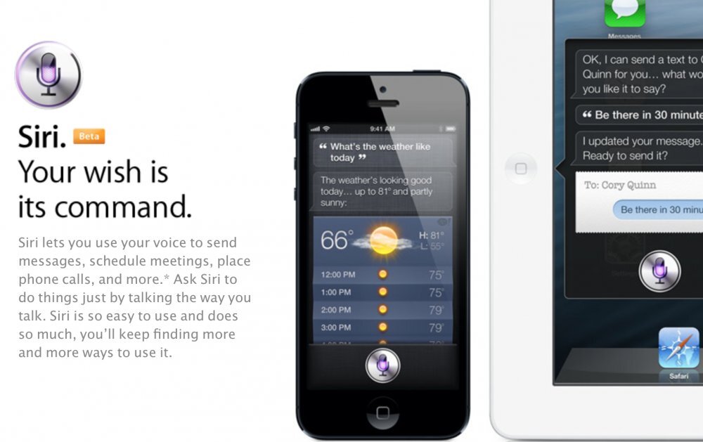 Staré webové stránky Siri