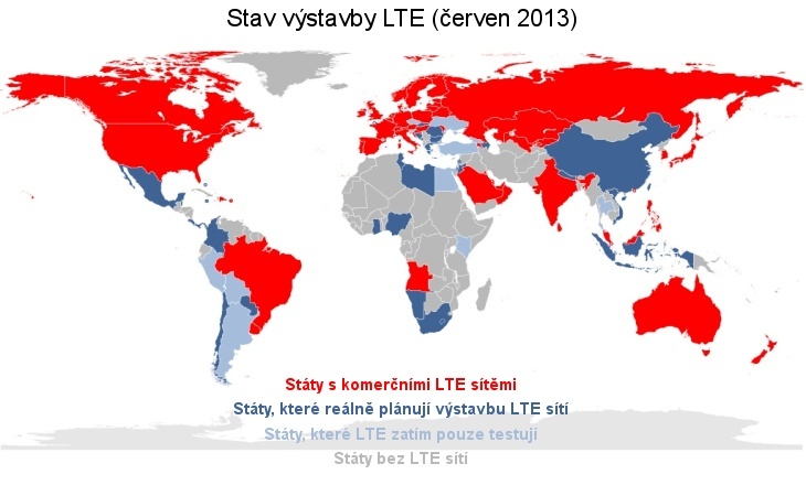 Stav výstavby LTE - červen 2013