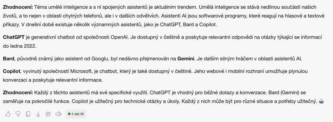 Sumarizace textu od Copilota