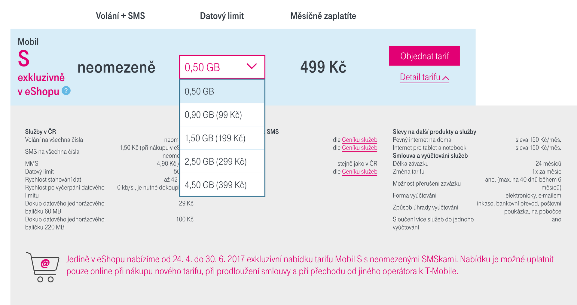 T-Mobile Mobil S e-shop nabídka