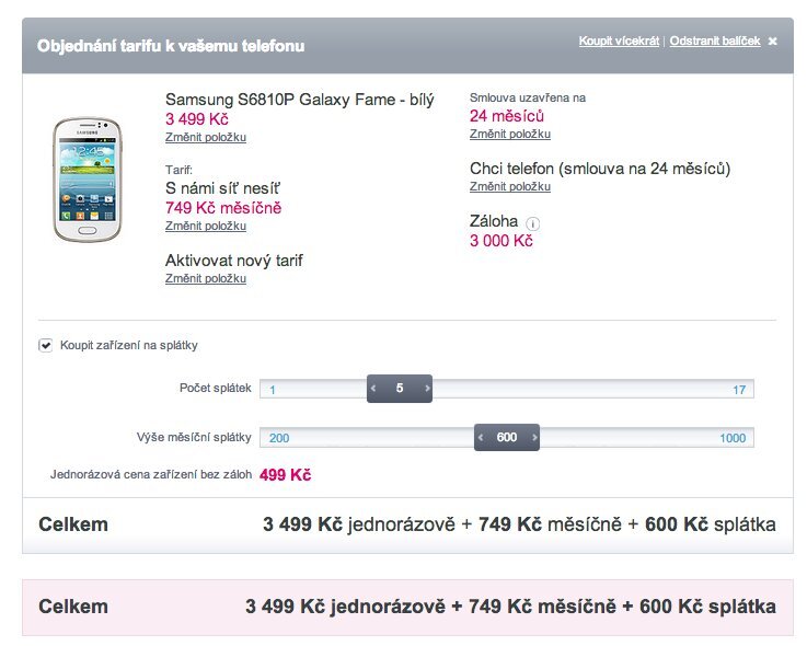 T-Mobile telefon na splátky