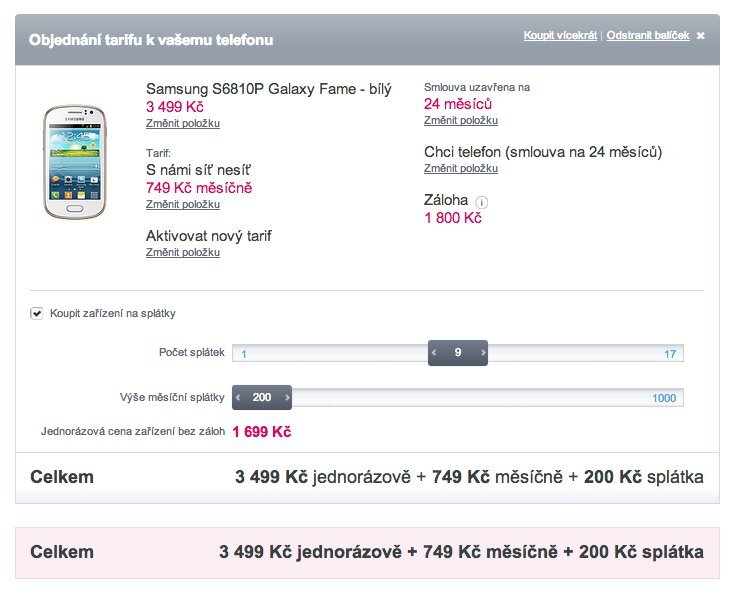 T-Mobile telefon na splátky