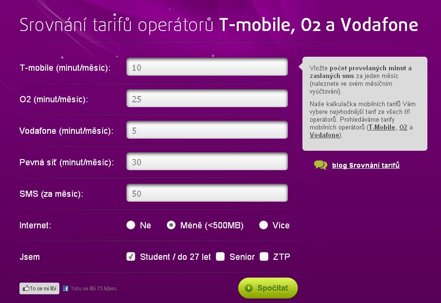 Tarifní kalkulačka