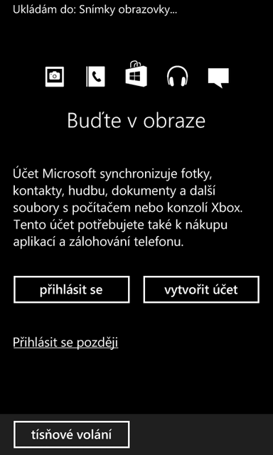 Telefon vyzve k přihlášení k účtu