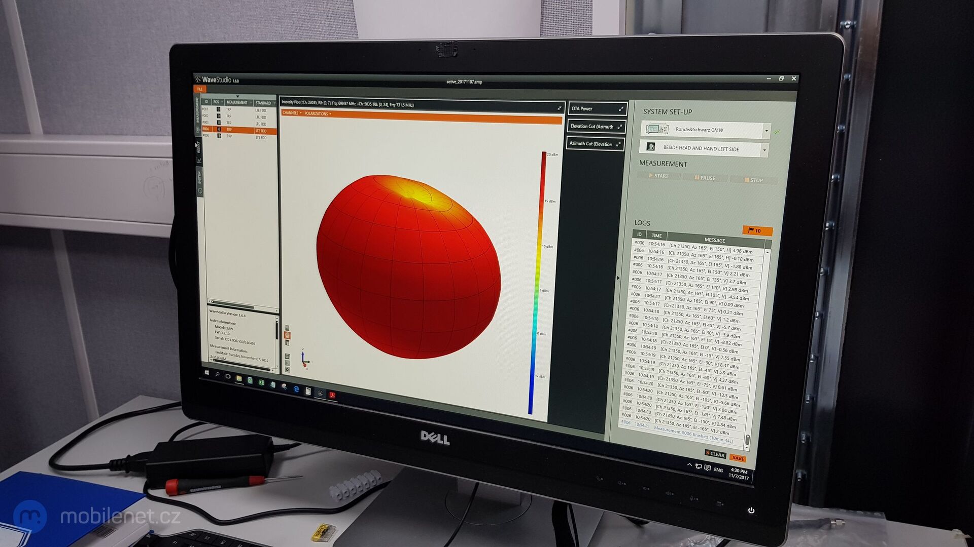 Testování příjmu antén ve vývojovém centru Huawei v Helsinkách
