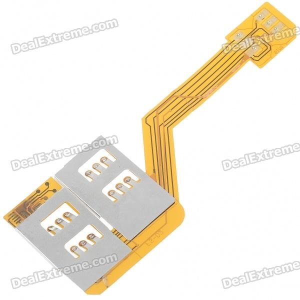 Three SIM Cards Adapter with Specific Protective Plastic Backside Case for iPhone 4 