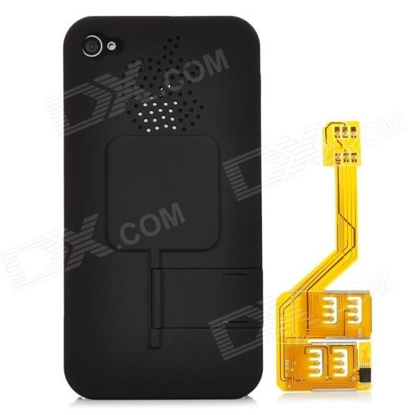 Three SIM Cards Adapter with Specific Protective Plastic Backside Case for iPhone 4 