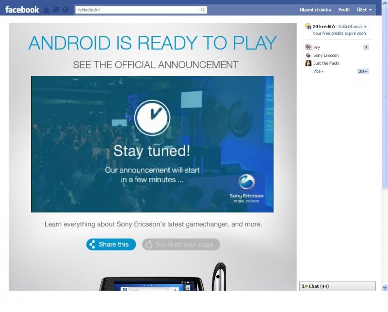 Tisková konference Sony Ericsson živě