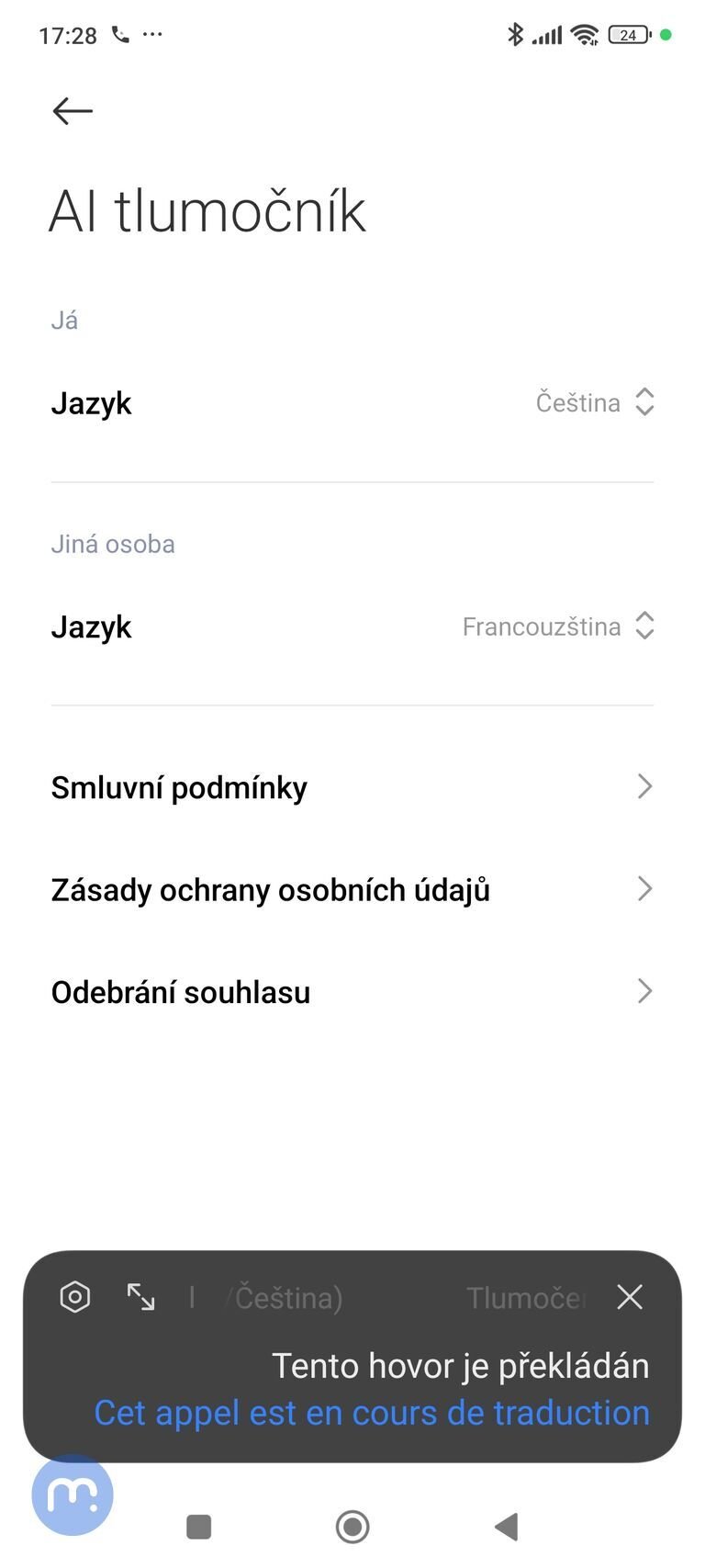 Tlumočení hovorů v Redmi Note 14 Pro+