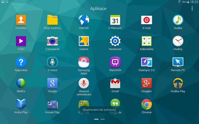 TouchWiz na Galaxy Tab S