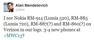 Tweet Alana Mendeleviche o nových Lumiích