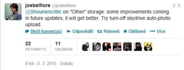 Tweet Joea Belfiore k \"Other\" storage