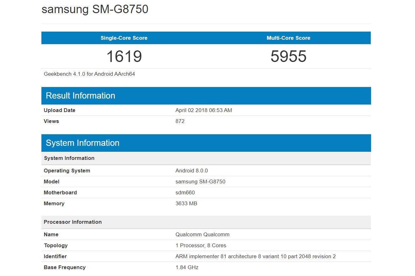 Údajný benchmark Samsungu Galaxy S9 mini