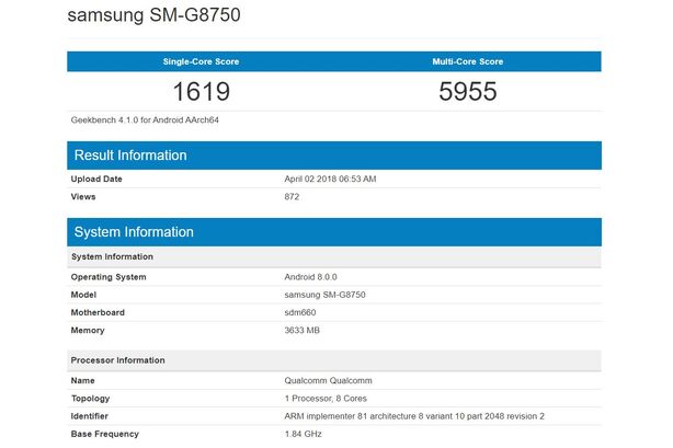 Údajný benchmark Samsungu Galaxy S9 mini
