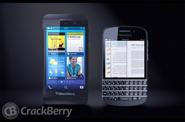 Uniklý slide zobrazující zařízení BlackBerry 10