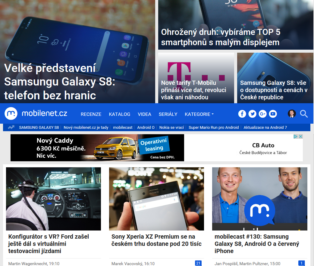 Úvodní stránka mobilenet.cz