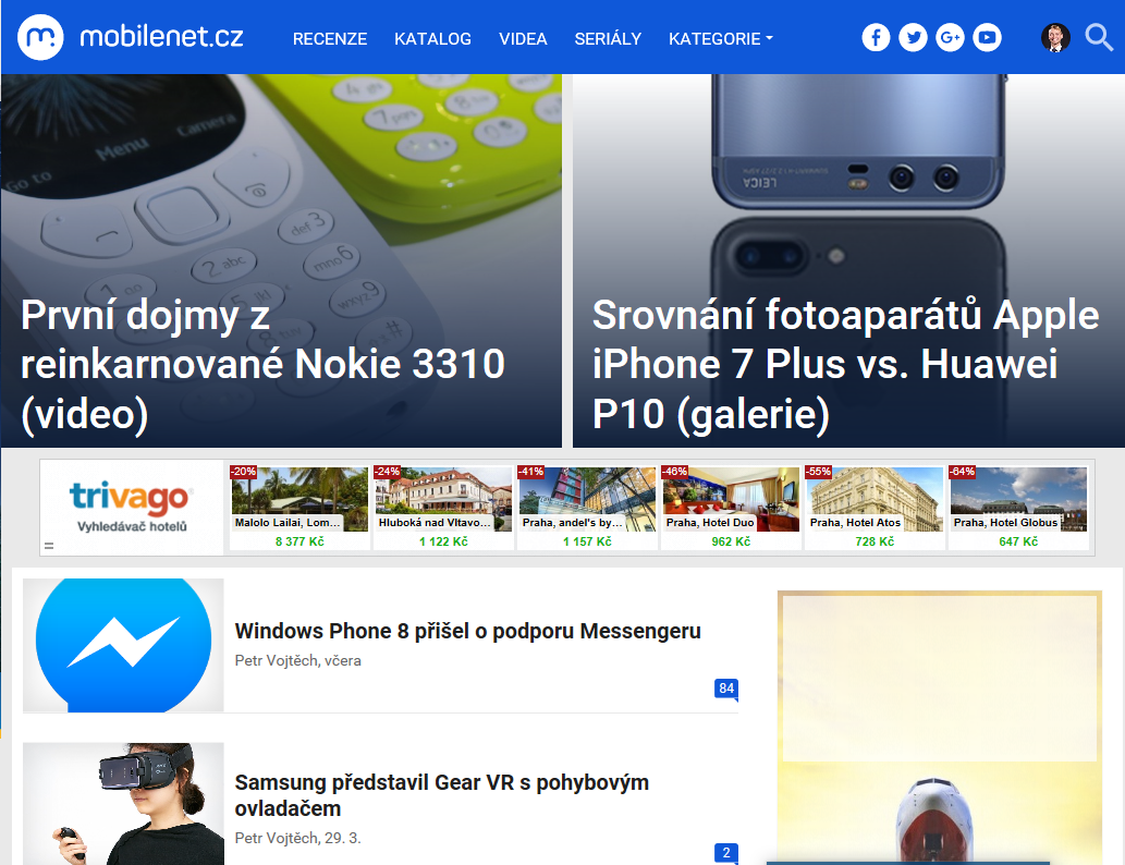 Úvodní stránka mobilenet.cz