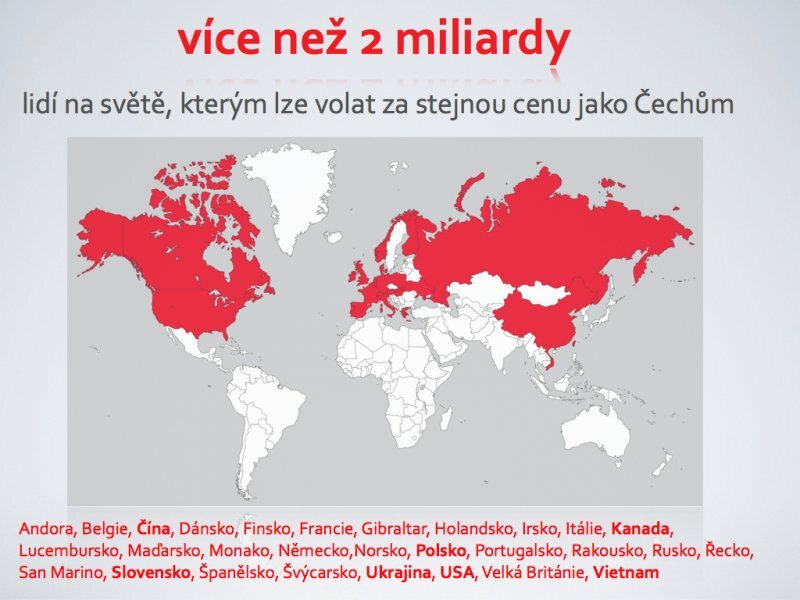 Vodafone - volání do zahraničí v rámci volných jednotek